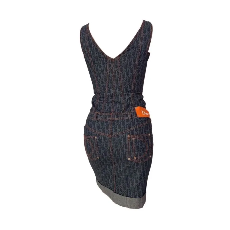 Dior Denim Logo Button Up Dress