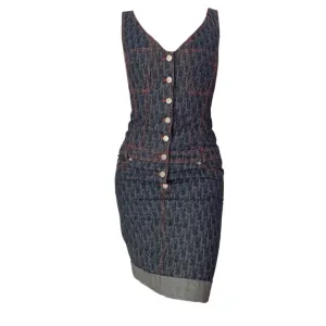Dior Denim Logo Button Up Dress