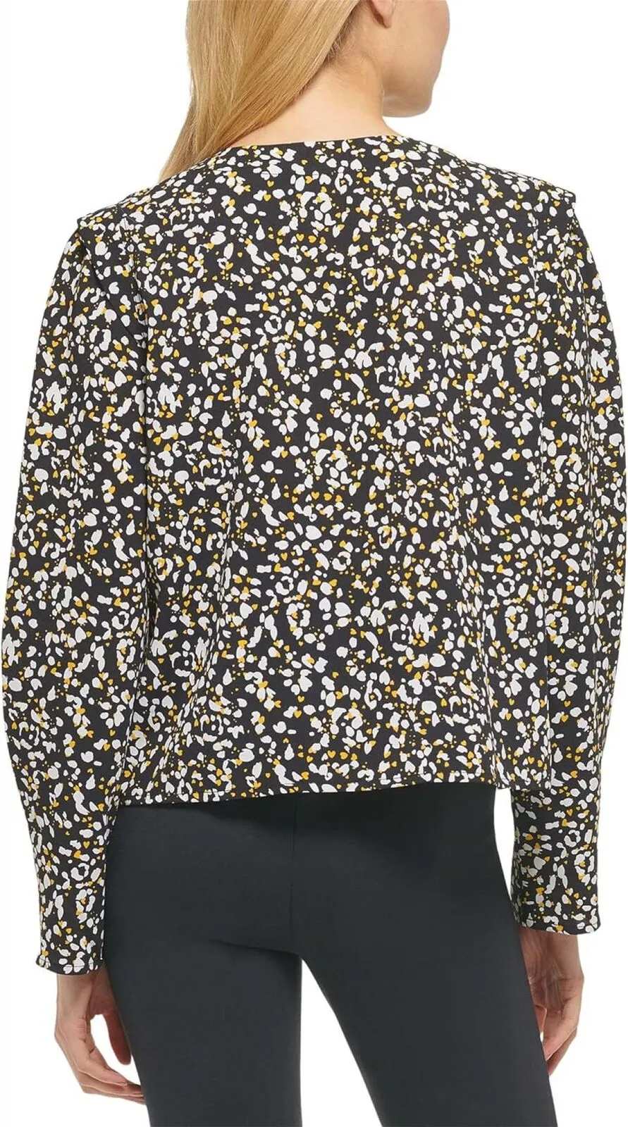 DKNY Womens Printed V-Neck Blouse P23ABO16