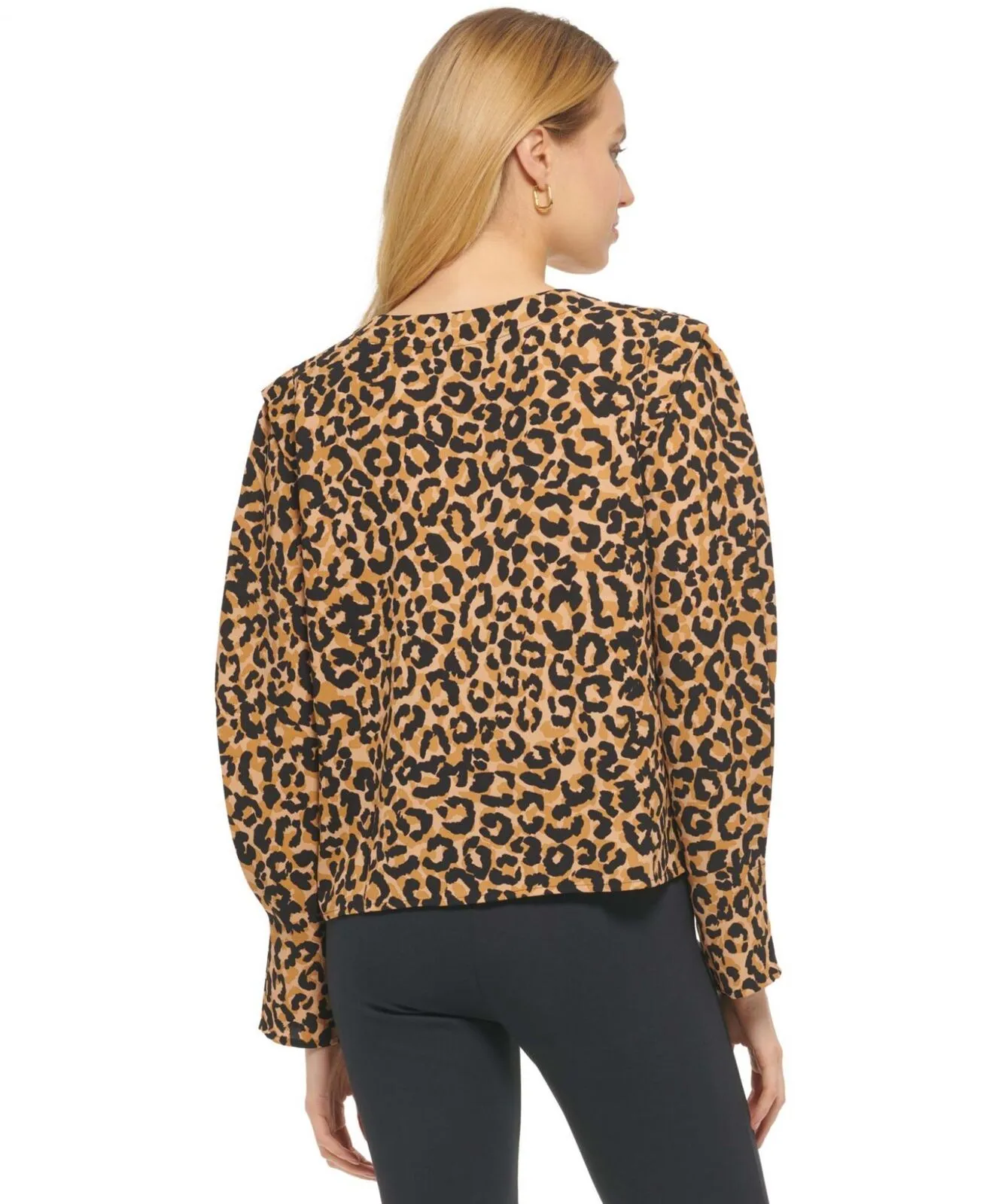 DKNY Womens Printed V-Neck Blouse P23ABO16