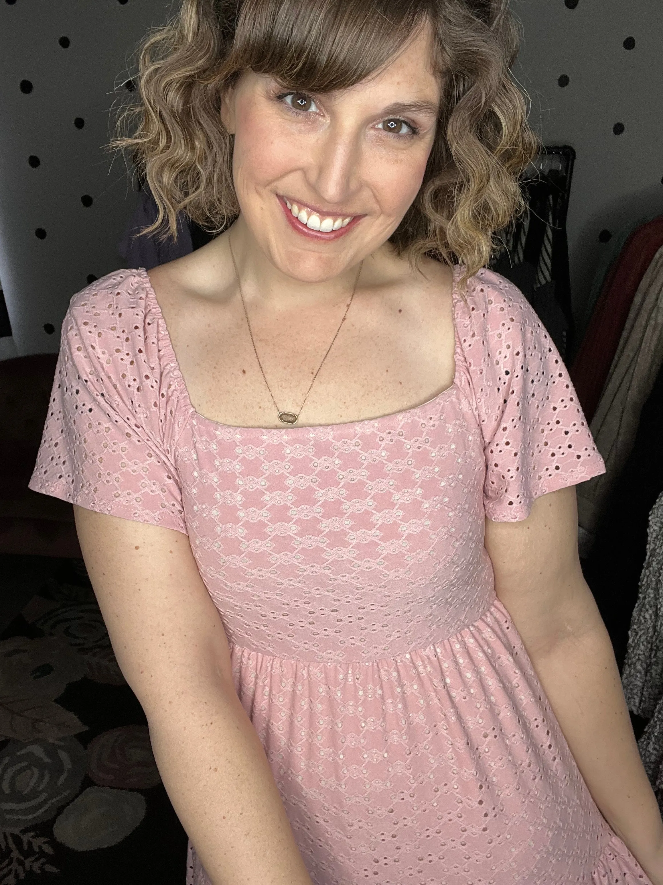 Dusty Pink Eyelet Lace Tiered Maxi