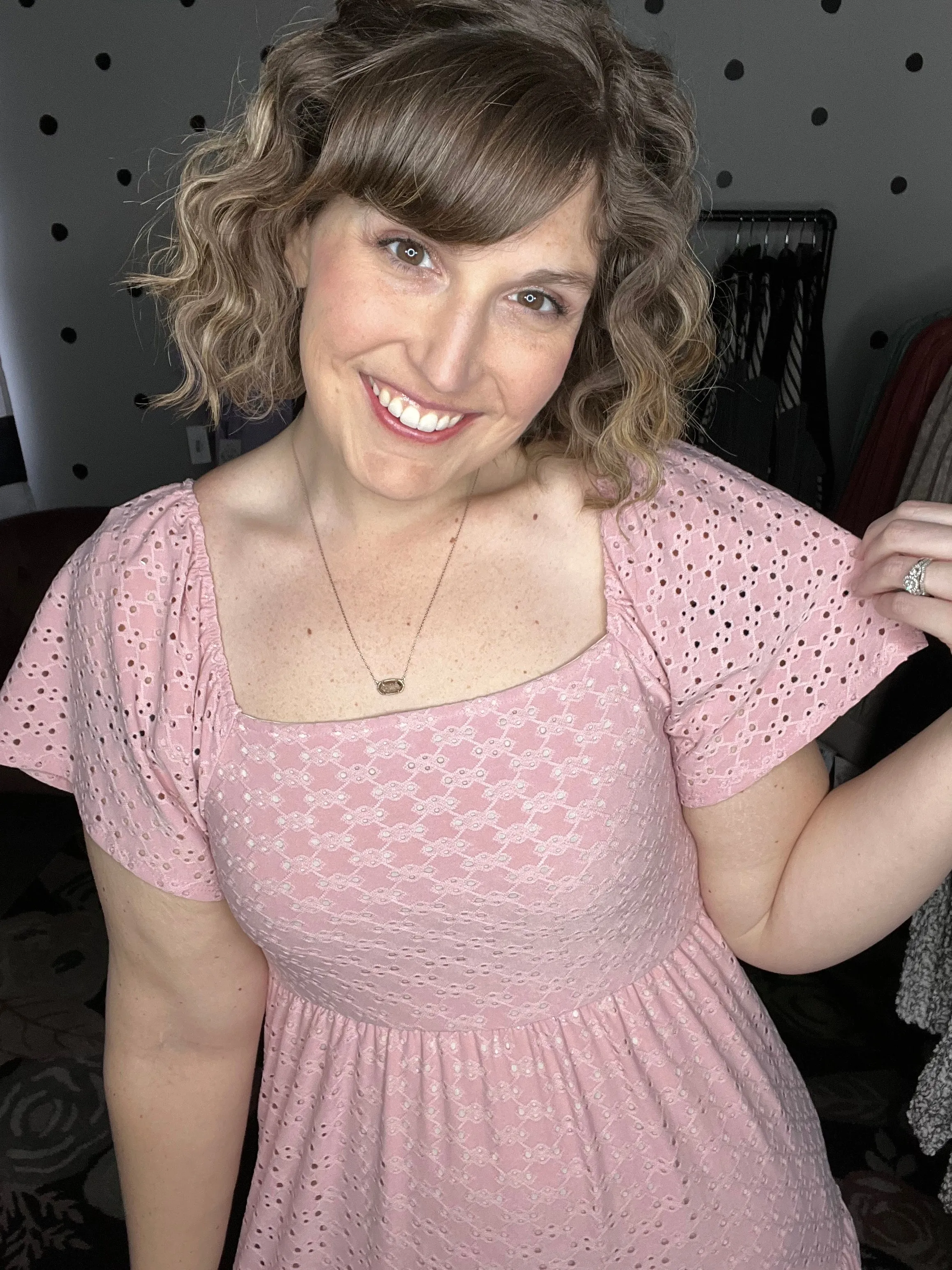 Dusty Pink Eyelet Lace Tiered Maxi