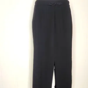 Elegant Black Wool Skirt with 17-inch  Front Slit. Vintage KGR Office Siren