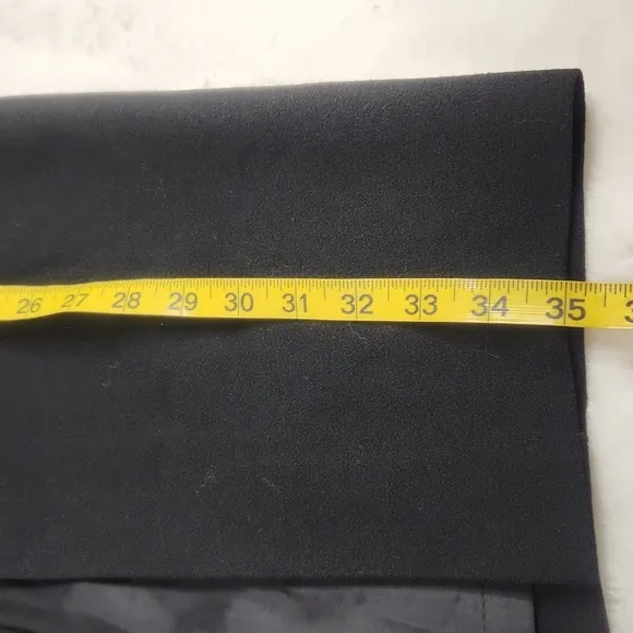 Elegant Black Wool Skirt with 17-inch  Front Slit. Vintage KGR Office Siren