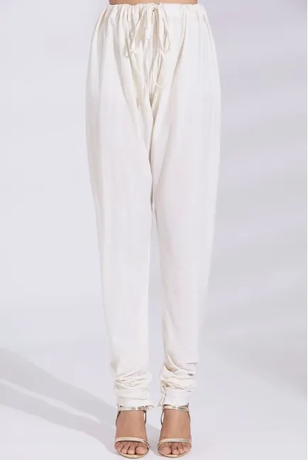 Embellished Chanderi Silk Anarkali Set in Off-White