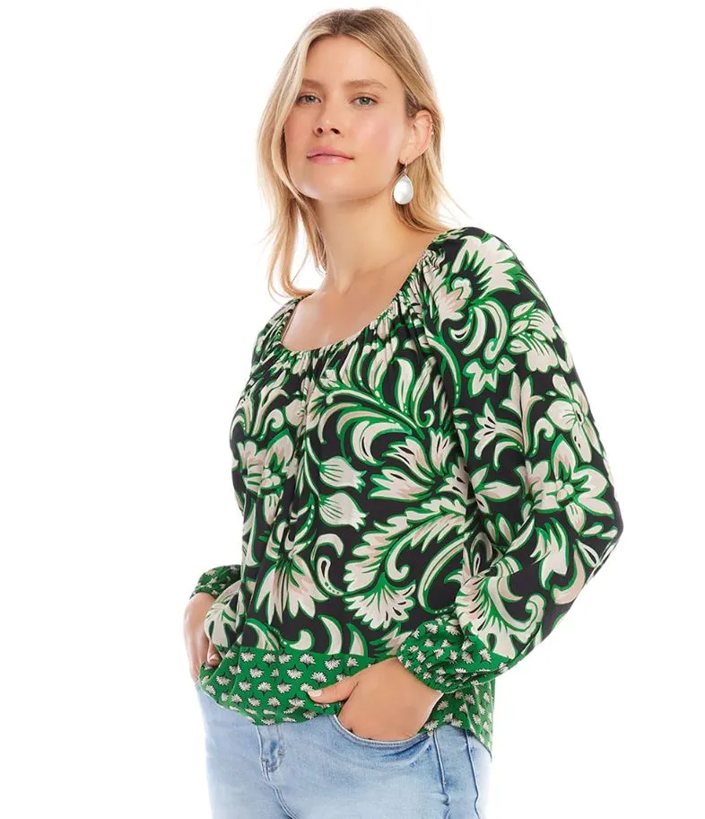 Emerald Border Blouse