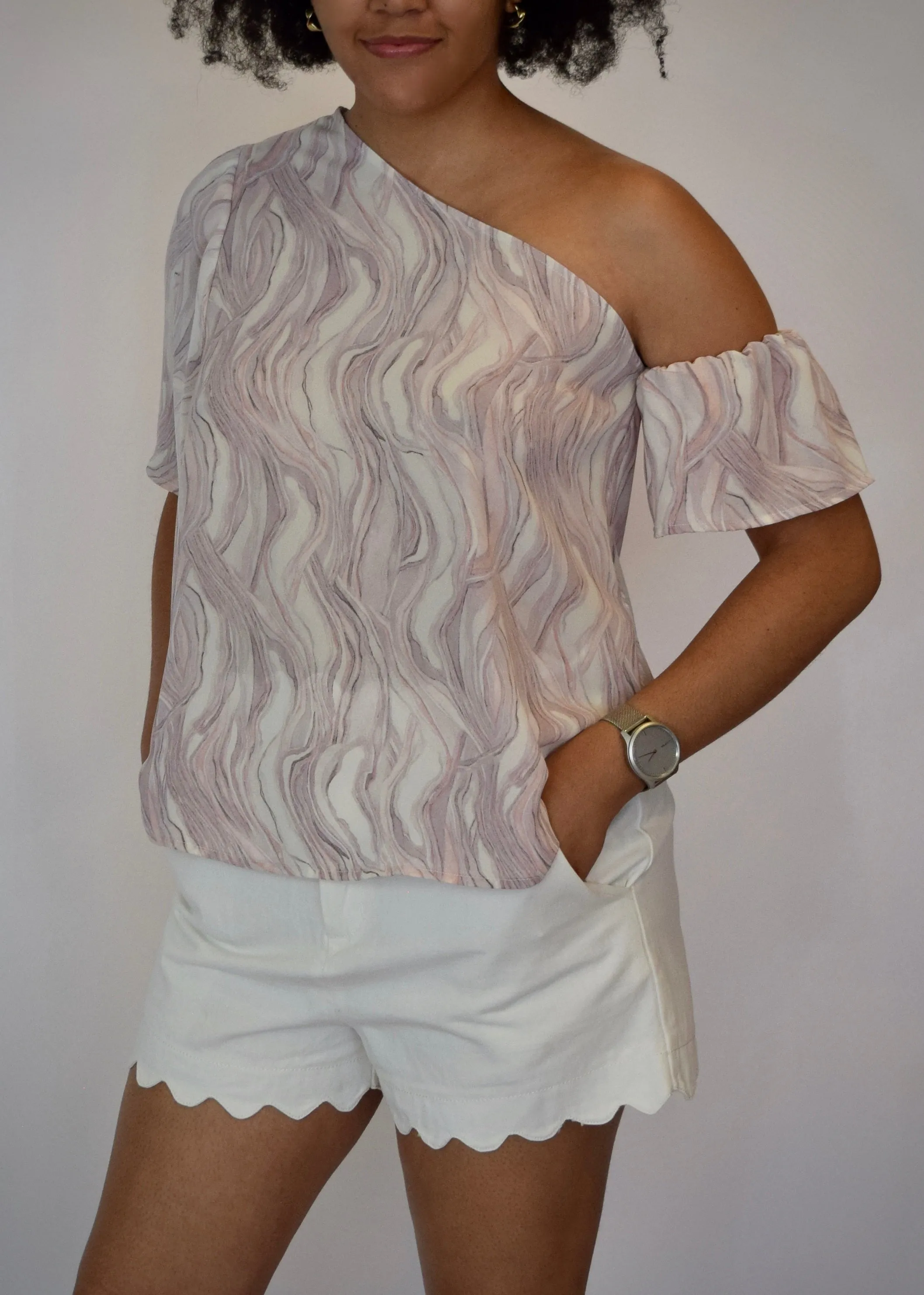 Faith Marble Off Shoulder Top