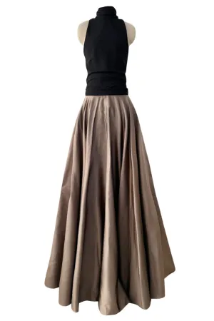 Fall 2012 John Anthony Couture Black Jersey Turtleneck Dress w Full Circle Taupe Skirt