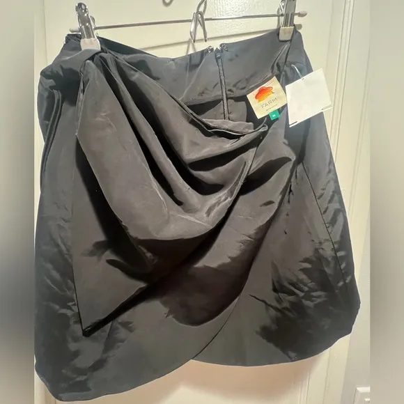 FARM RIO BLACK TAFFETA WRAP Mini Skirt With Large Bow Women’s SIZE Medium NWOT