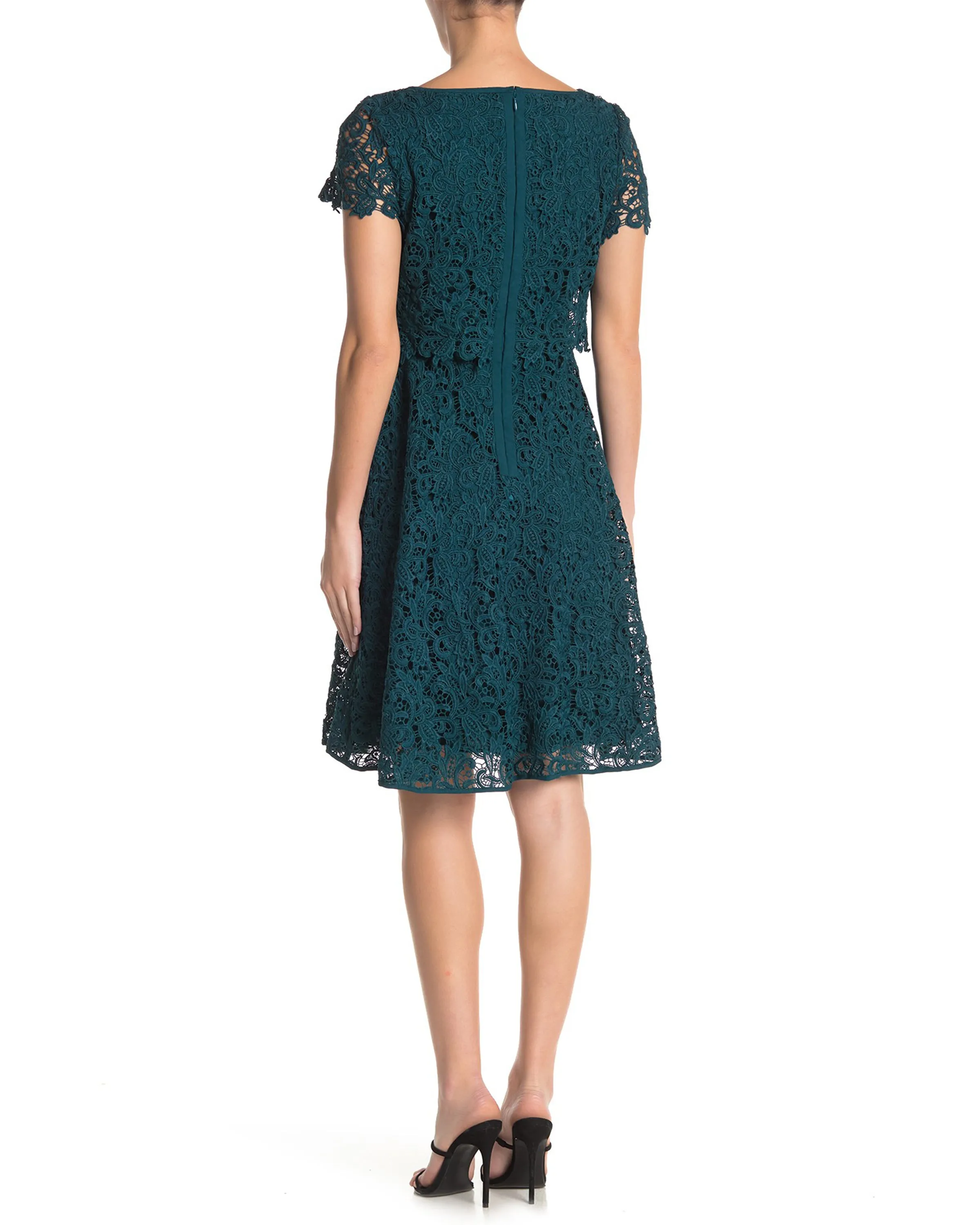 Fit & Flare Popover Lace Dress in Azure