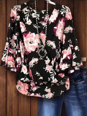 Floral V-Neck Blouse
