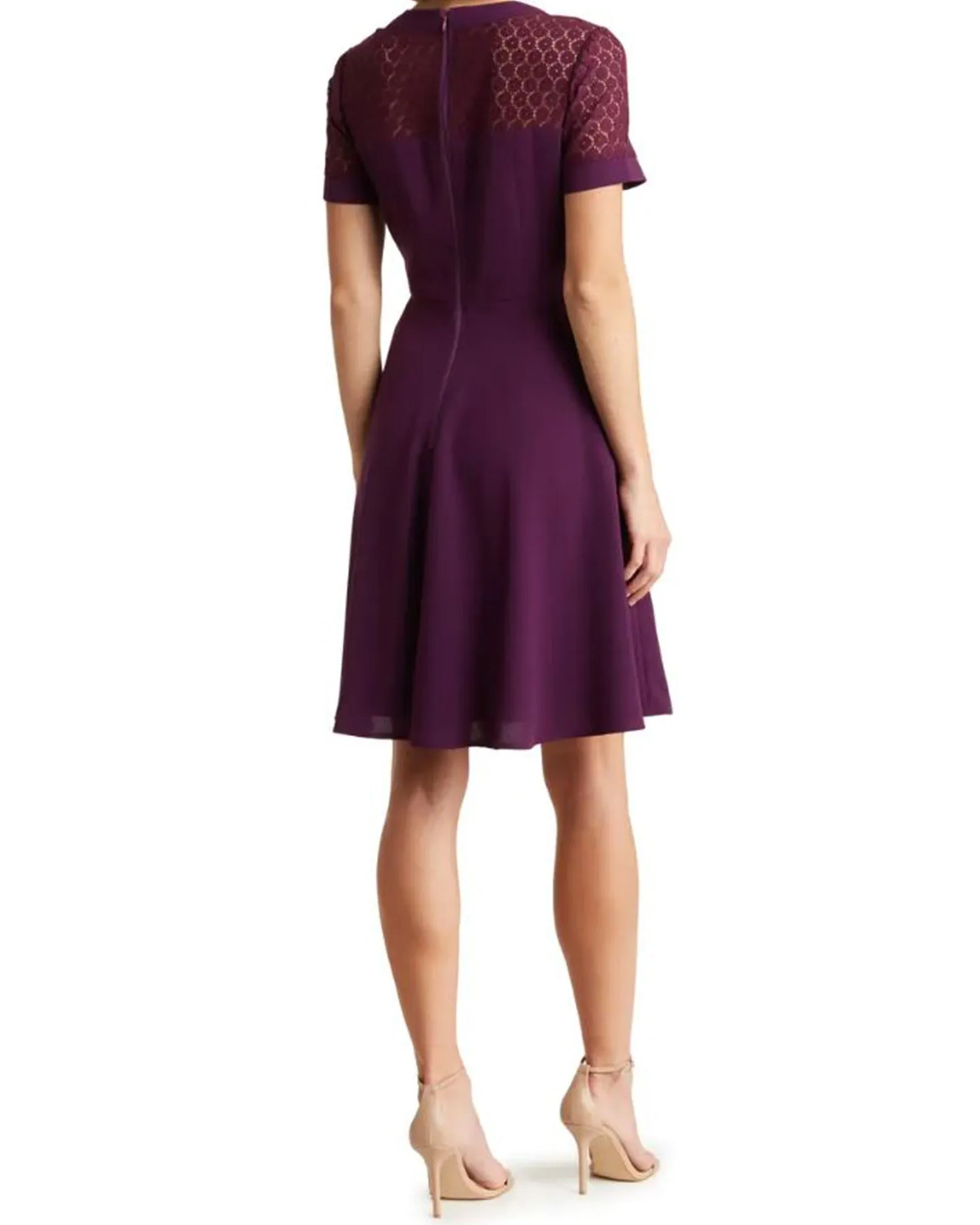 FOCUS by Shani — Crepe Fit & Flare Dress in Berry