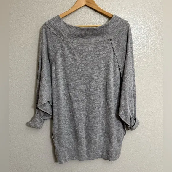 Free People We The Free Stone Grey Palisades Off Shoulder Thermal Sweater