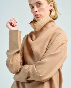 funnel neck organza blouse