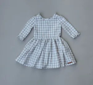 Gingham Wooden Button Dress
