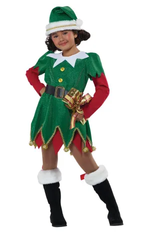 Girls Cute Christmas Elf Costume