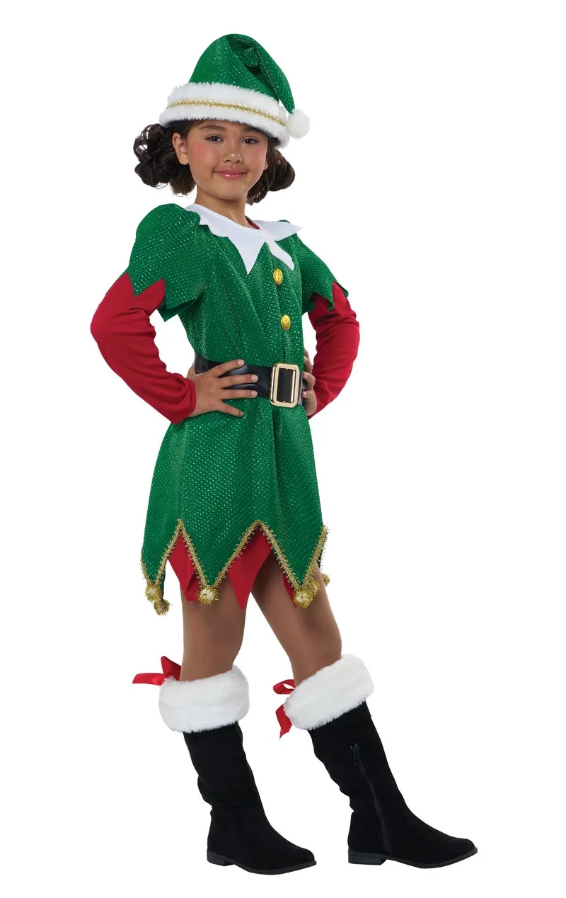 Girls Cute Christmas Elf Costume