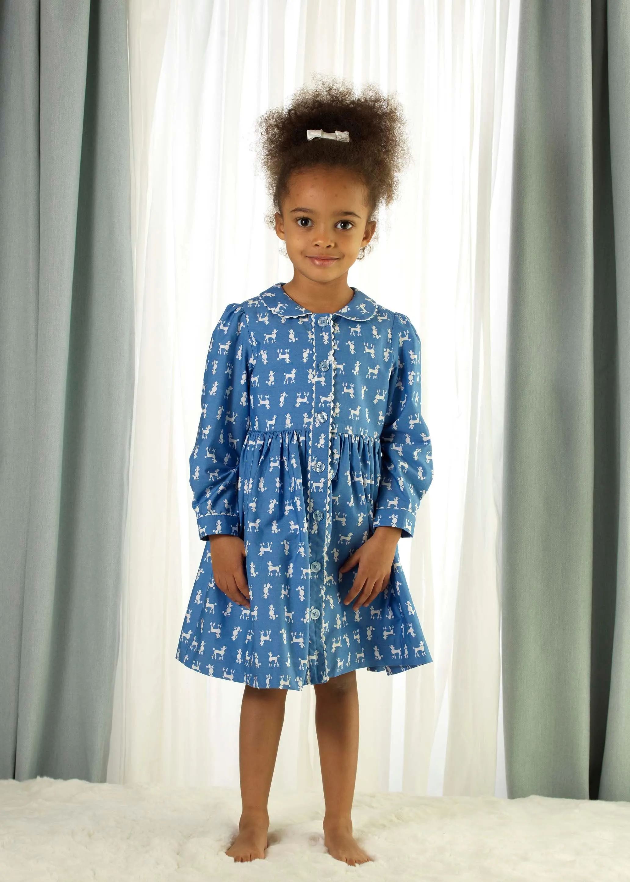 Girls Poodle Button Front Dress