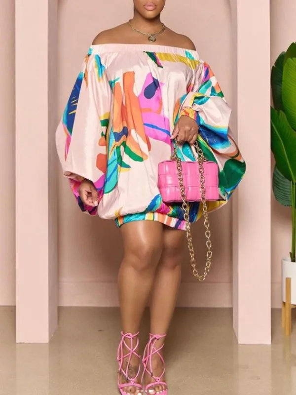 Gorgeousladie Printed Off-Shoulder Parachute Dress