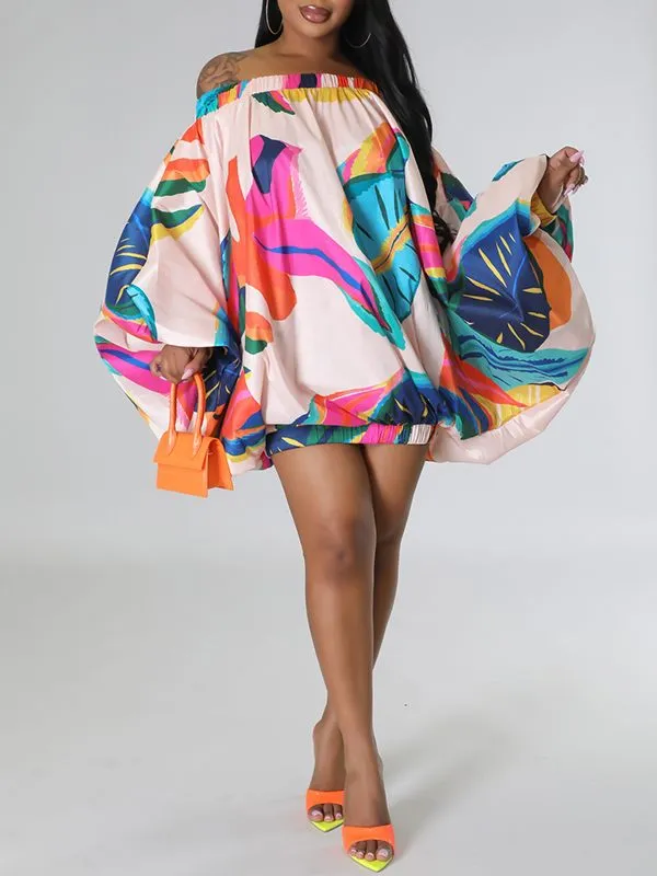 Gorgeousladie Printed Off-Shoulder Parachute Dress
