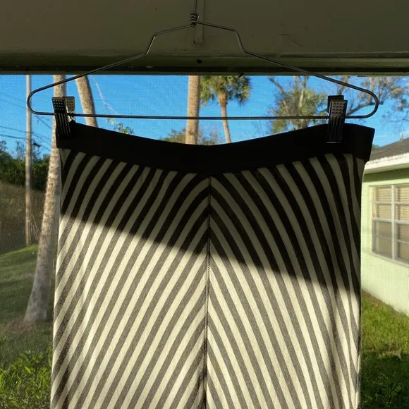 Gray White Striped Maxi Skirt