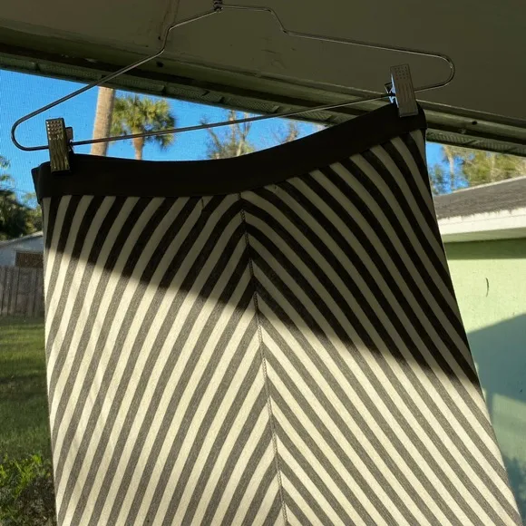 Gray White Striped Maxi Skirt