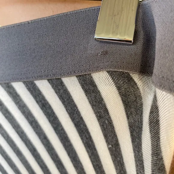 Gray White Striped Maxi Skirt