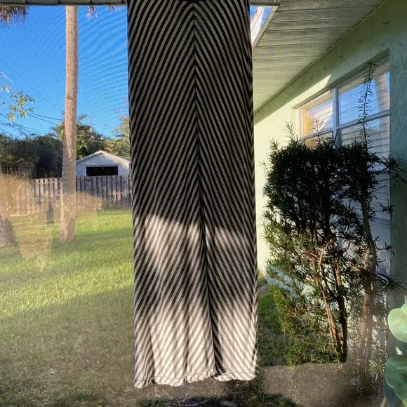 Gray White Striped Maxi Skirt