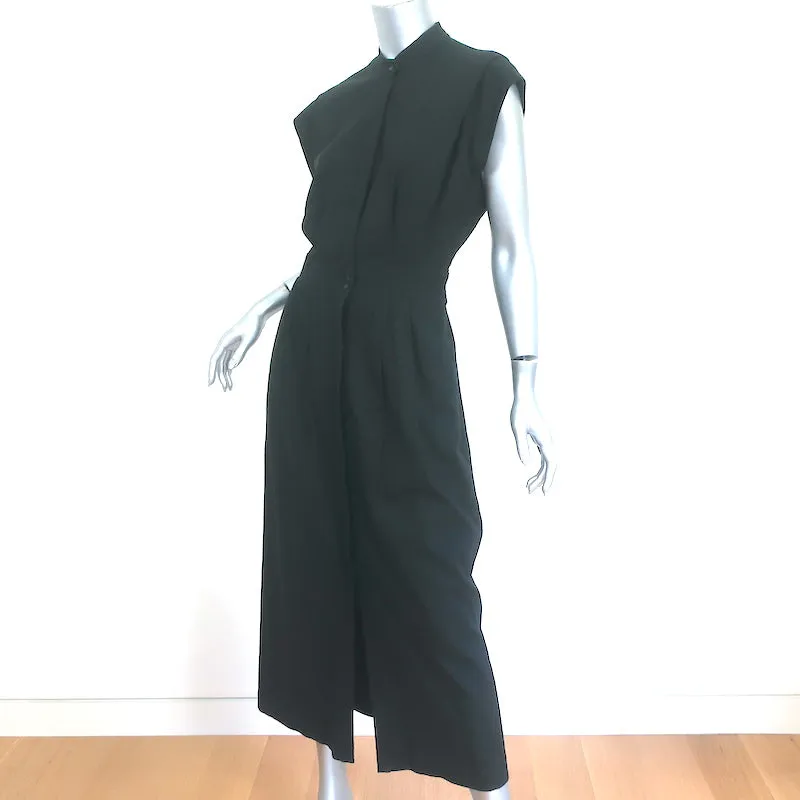 Heidi Merrick Dress Camille Black Linen Size Small Button-Up Maxi
