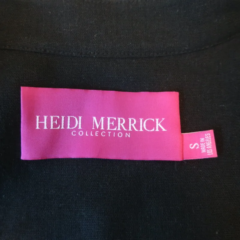 Heidi Merrick Dress Camille Black Linen Size Small Button-Up Maxi