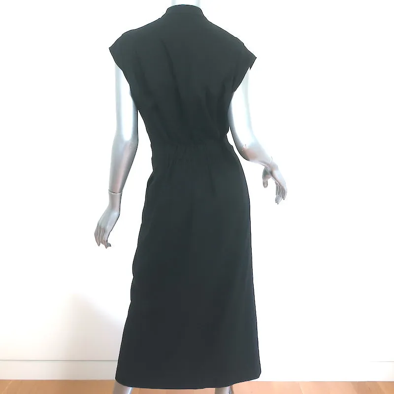 Heidi Merrick Dress Camille Black Linen Size Small Button-Up Maxi