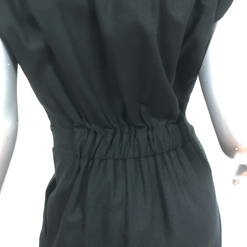 Heidi Merrick Dress Camille Black Linen Size Small Button-Up Maxi