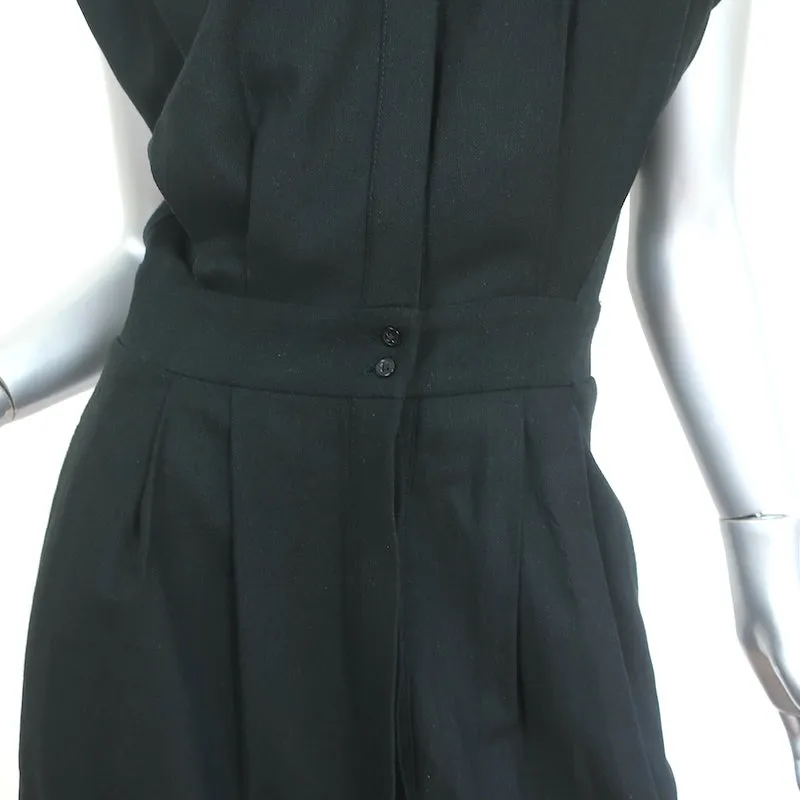 Heidi Merrick Dress Camille Black Linen Size Small Button-Up Maxi