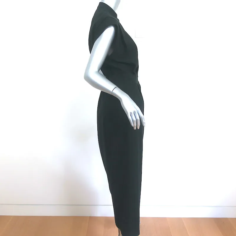 Heidi Merrick Dress Camille Black Linen Size Small Button-Up Maxi