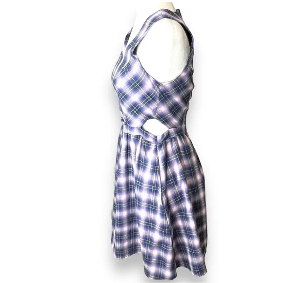 Hot Topic Plaid Skater Dress Fit &amp; Flare Style w Side Cutouts and Pockets J SM