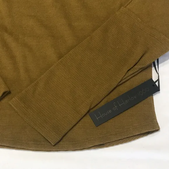House of Harlow 1960 Waffle Knit Sweater Top Bronze Olive