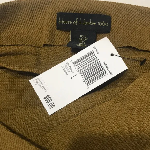 House of Harlow 1960 Waffle Knit Sweater Top Bronze Olive