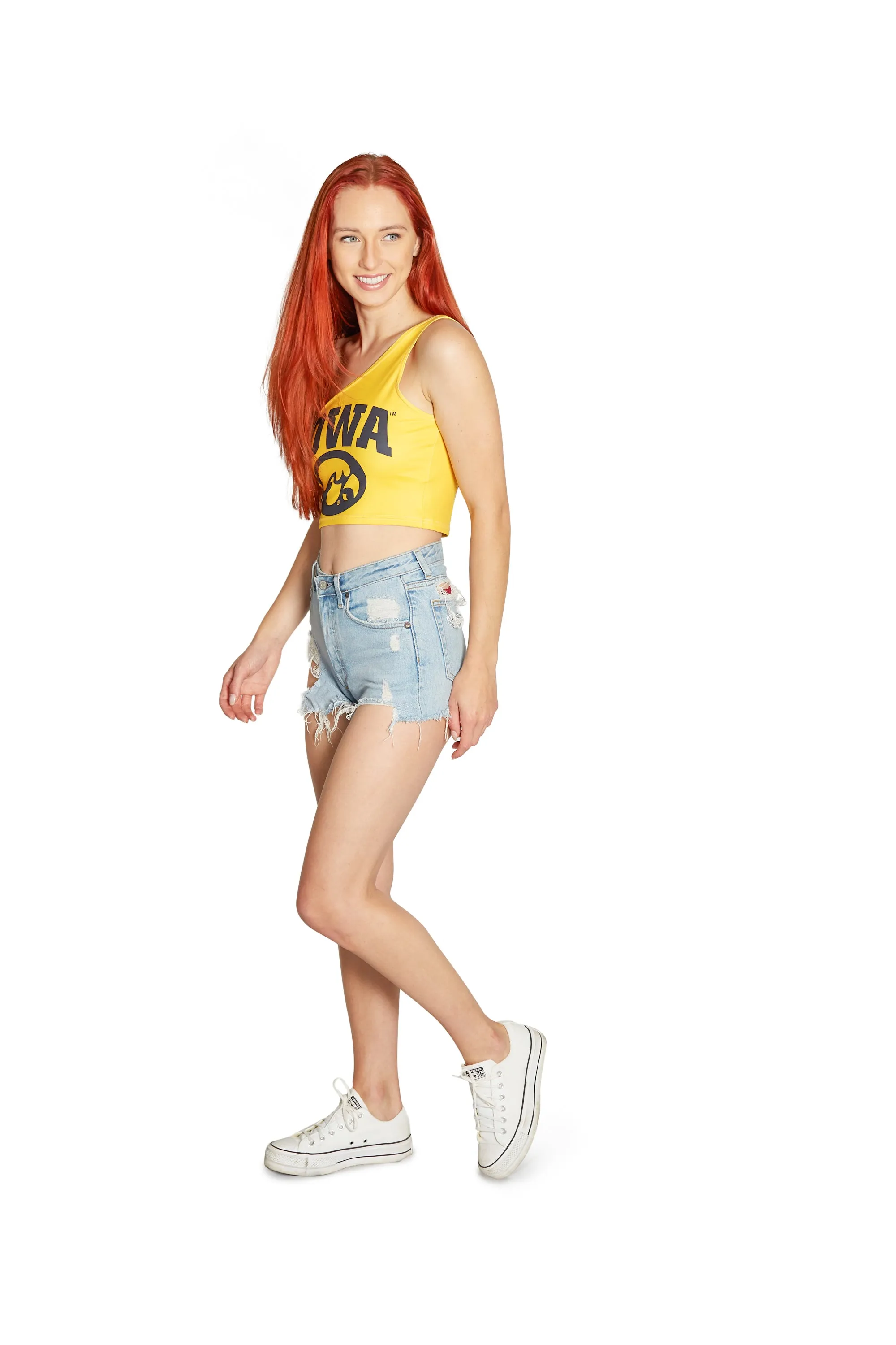 Iowa Hawkeyes Yellow One Shoulder Top