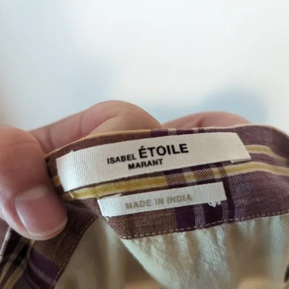 Isabel Marant Etoile &quot;Birdy&quot; Yellow Plaid Skirt