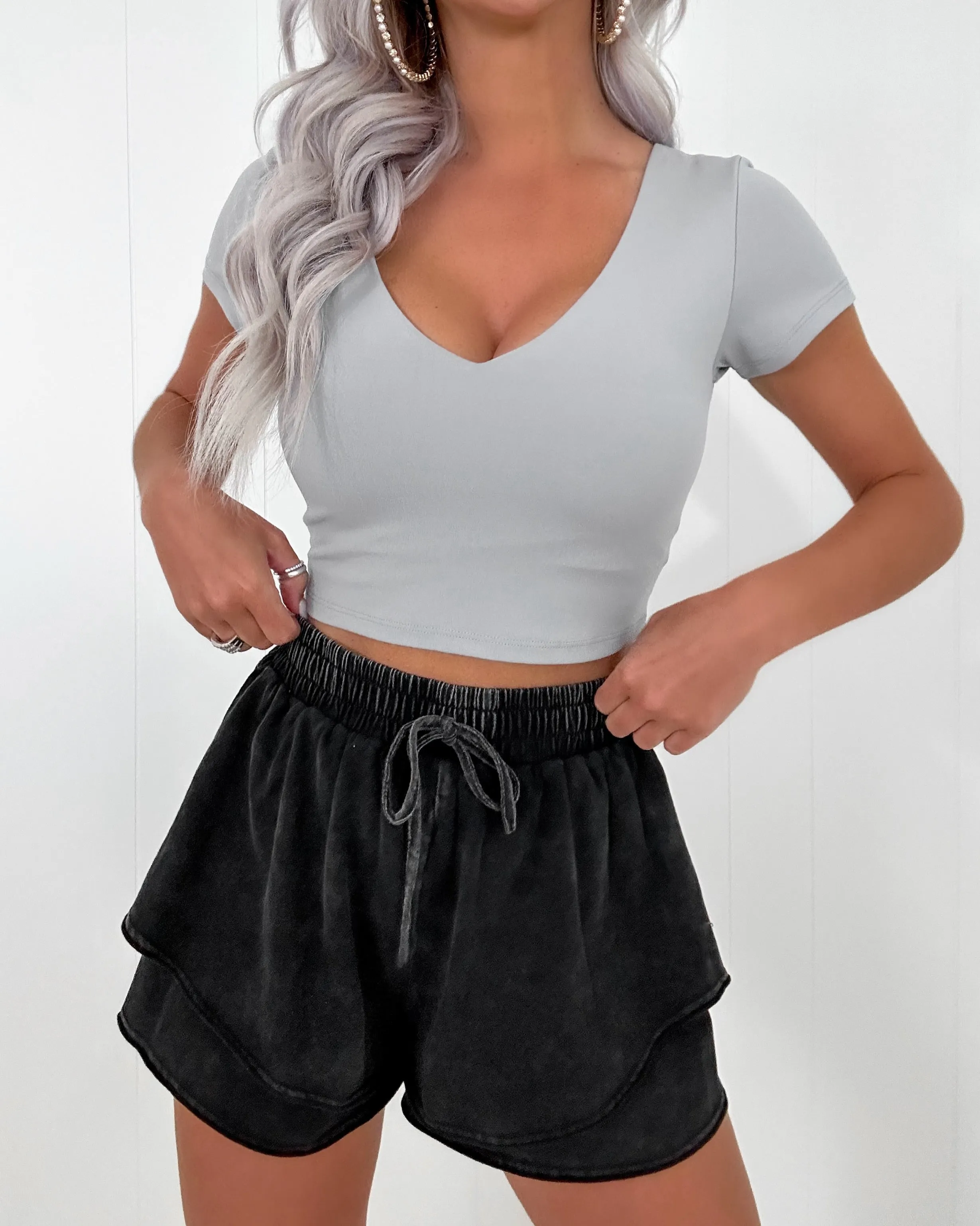 It Happens V-Neck Crop Top - Silver