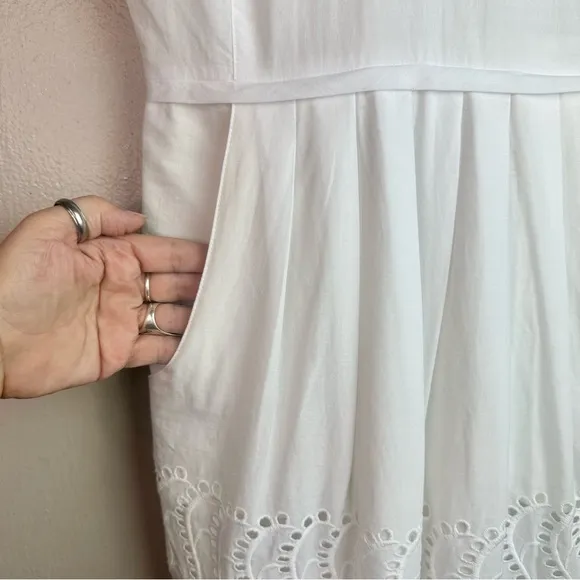 J Crew fit and flare dress with Rickrack trim in white Sz 00