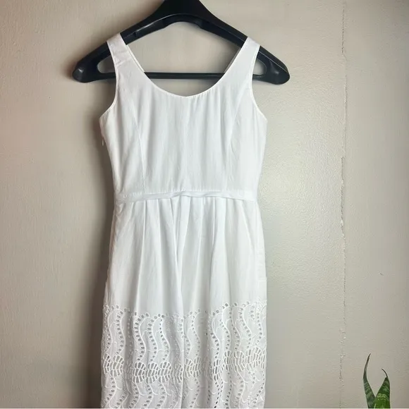 J Crew fit and flare dress with Rickrack trim in white Sz 00