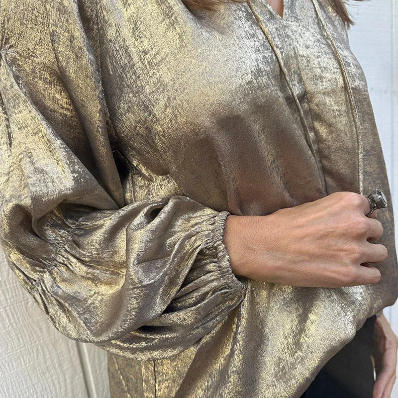 Jelena Metallic Gold Top