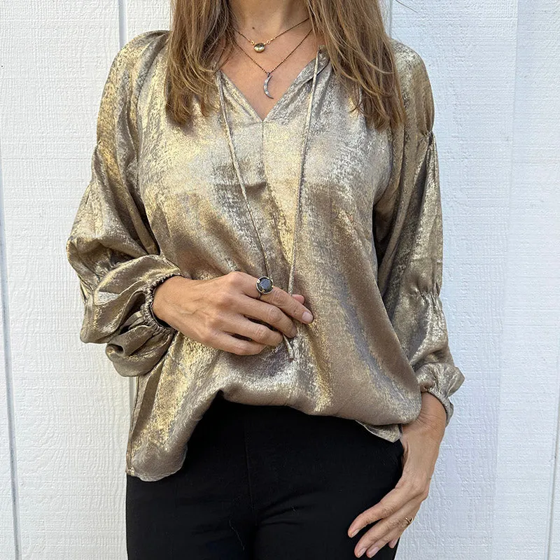 Jelena Metallic Gold Top