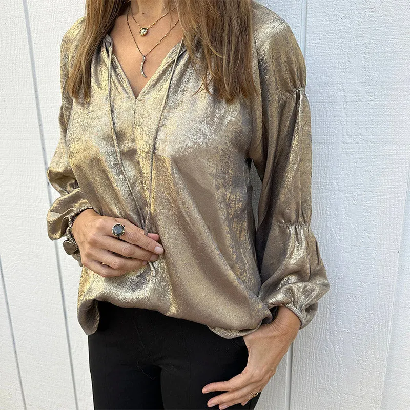 Jelena Metallic Gold Top