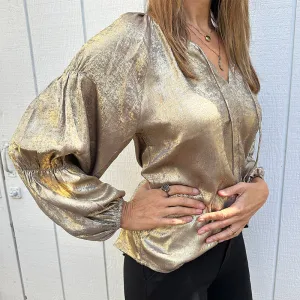 Jelena Metallic Gold Top