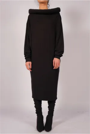 Jersey Dress Midi with Round Collar
