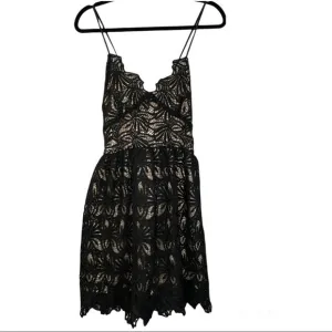 J.O.A Los Angeles Fit And Flare Lace Black Dress
