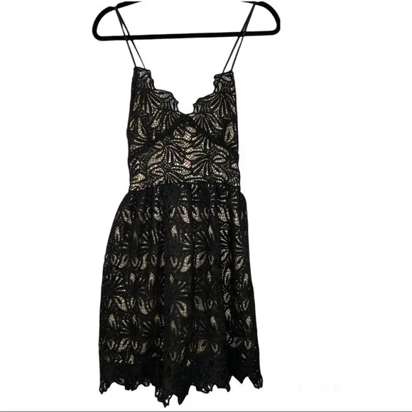 J.O.A Los Angeles Fit And Flare Lace Black Dress