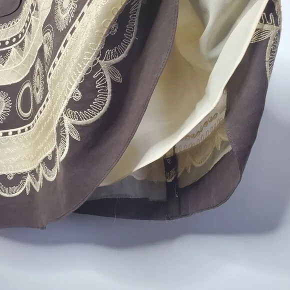 Jones New York 14 Brown Maxi Skirt Full A Line Embroidered Pattern Geometric
